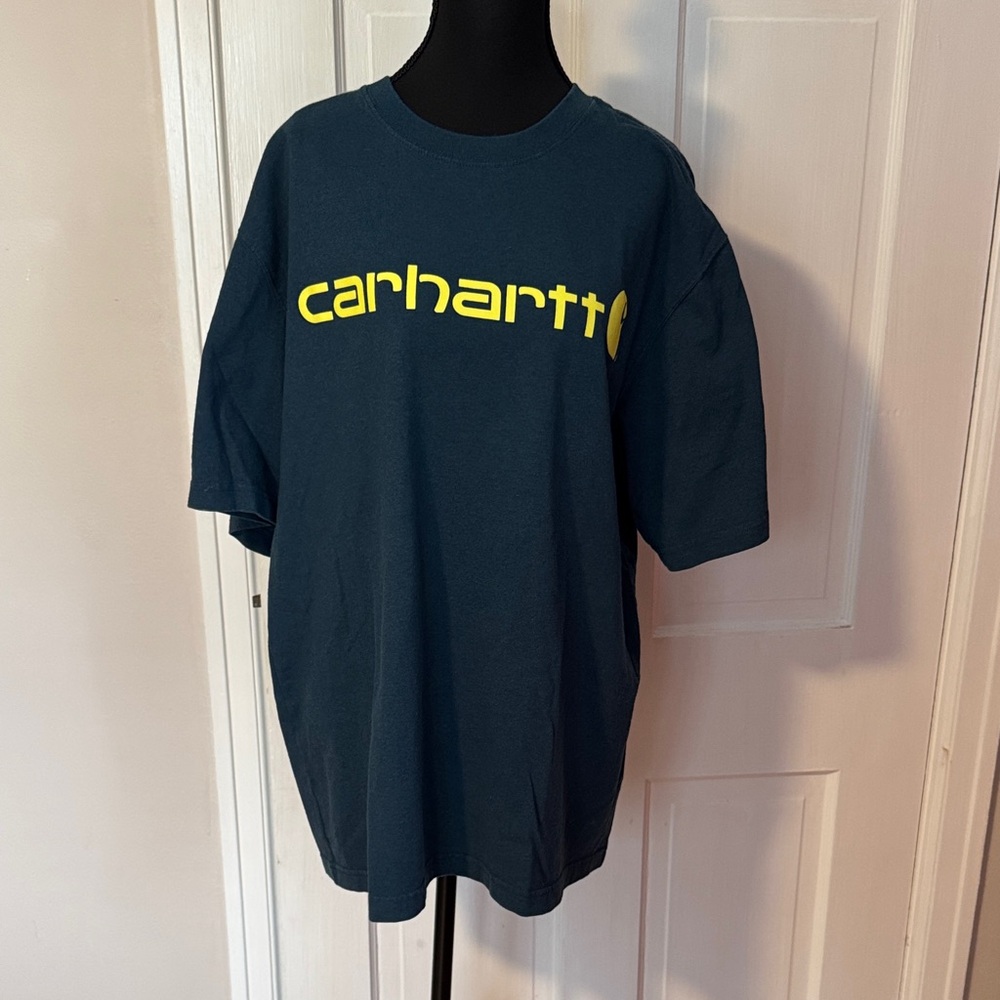 Carhartt Men's Graphic Logo Loose Fit Tshirt Blue Size Large Short Sleeve